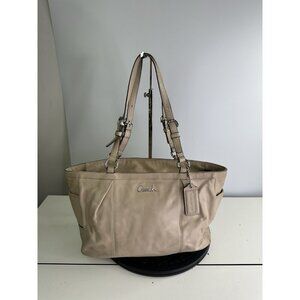 Coach F17721 Gallery Leather Shoulder Handbag Tote Purse Beige